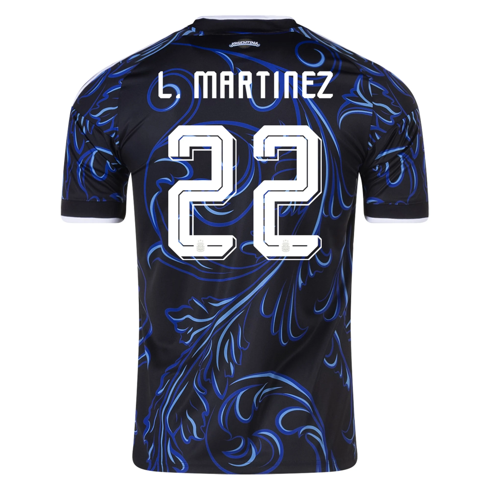 adidas Men's Argentina Lautaro Martinez Away Stadium Jersey 2026 (Black/Blue)