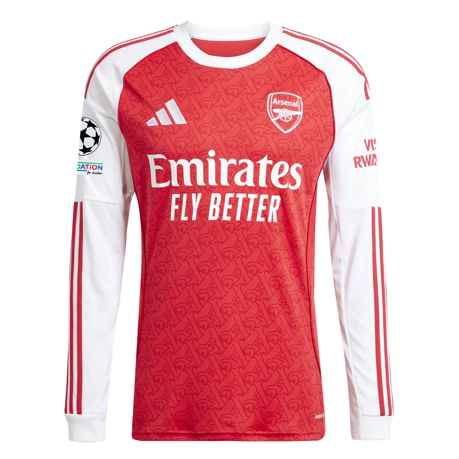 adidas Arsenal Long Sleeve Home Jersey w/ Champions League Patches 25/26 (Better Scarlet/White)