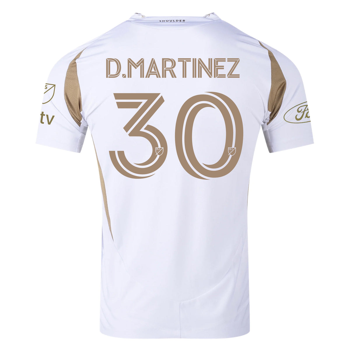 adidas David Martinez LAFC Authentic Away Jersey w/ MLS + Apple + Ford Logo 25/26 (White/Gold)