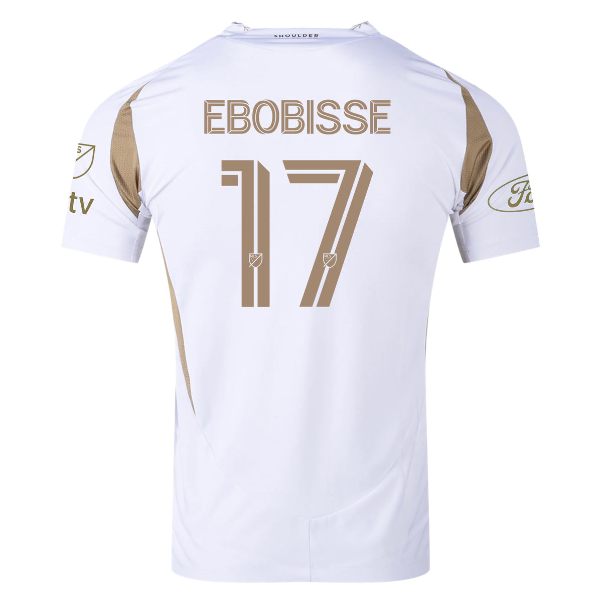 adidas Jeremy Ebobisse LAFC Authentic Away Jersey w/ MLS + Apple + Ford Logo 25/26 (White/Gold)