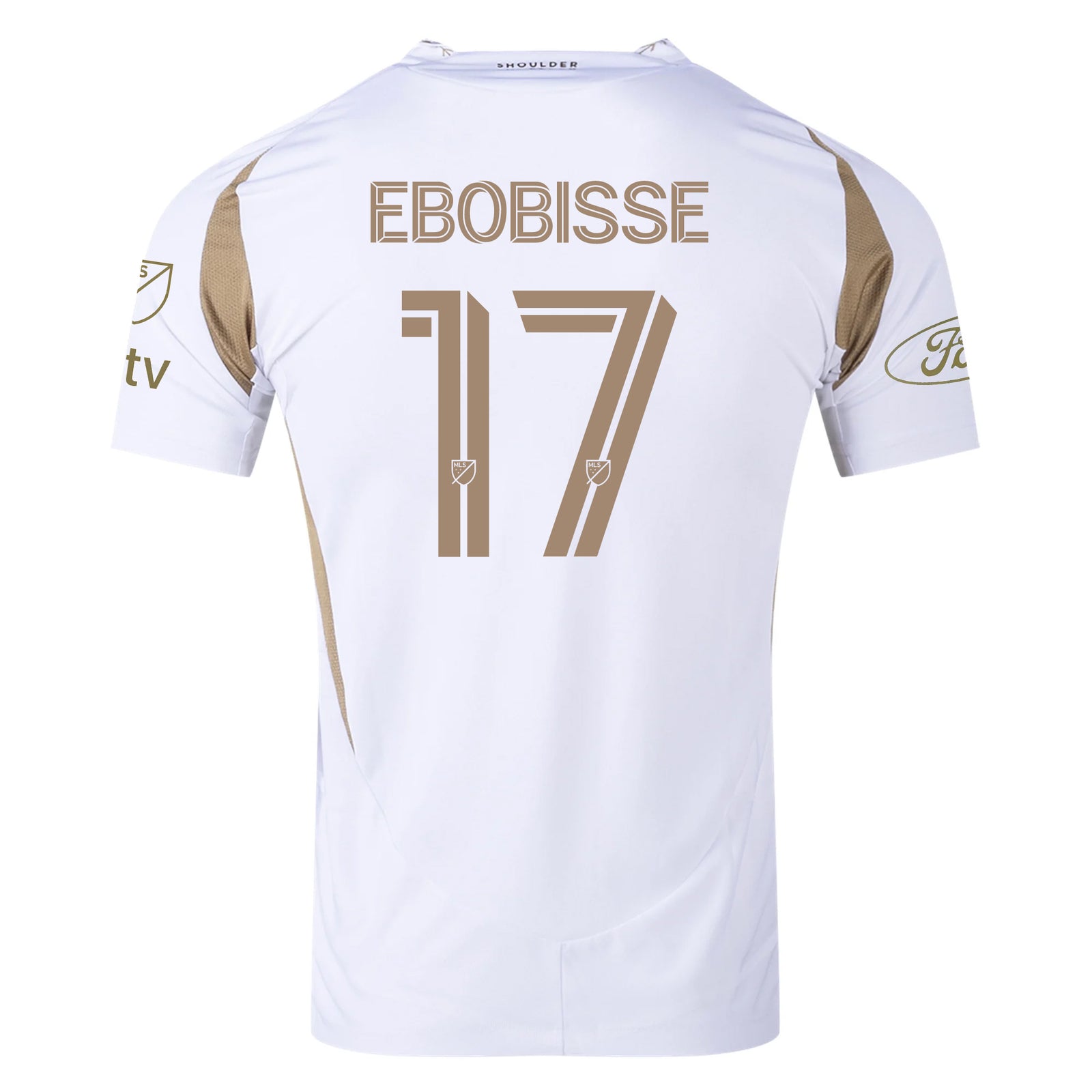 adidas Jeremy Ebobisse LAFC Authentic Away Jersey w/ MLS + Apple + Ford Logo 25/26 (White/Gold)