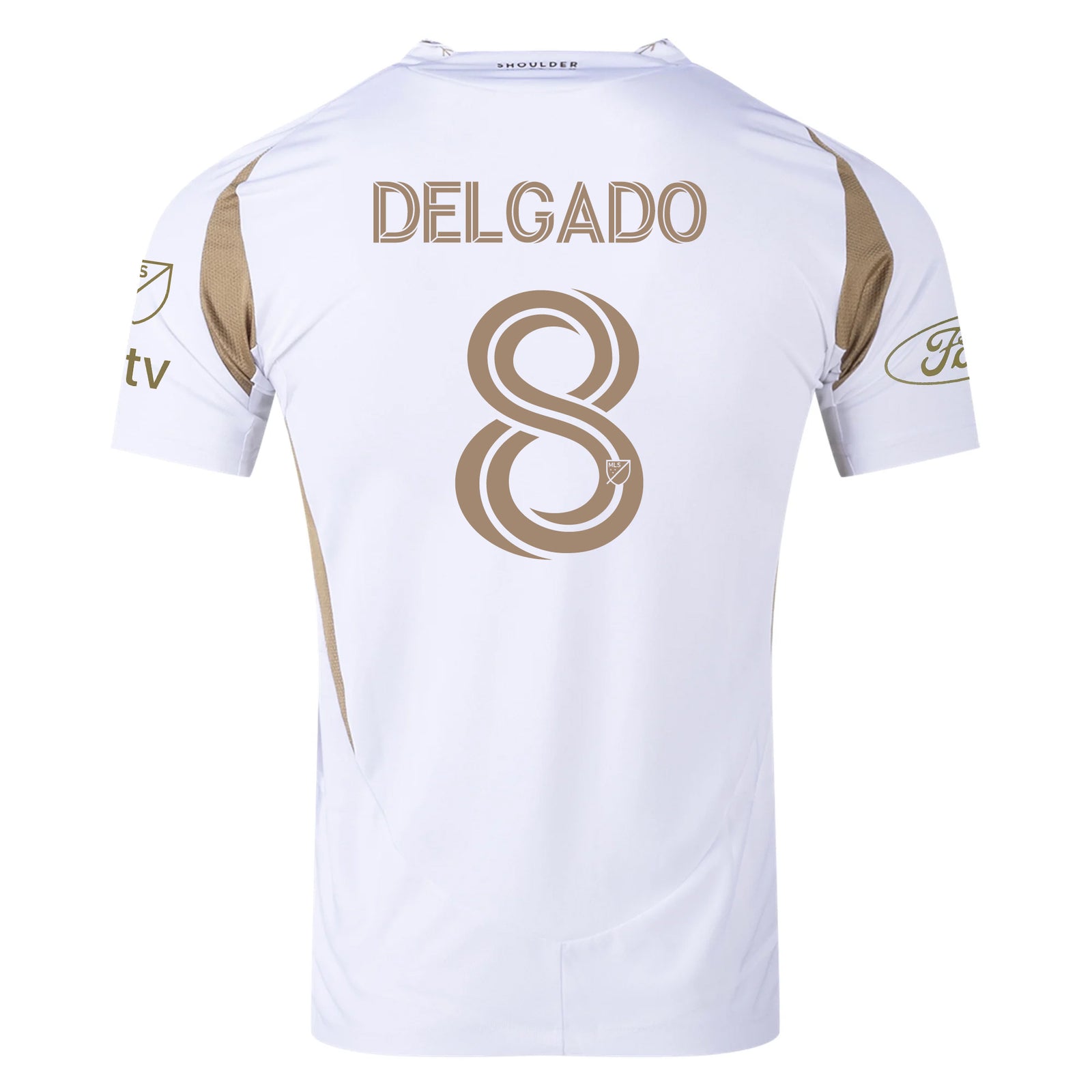 adidas Mark Delgado LAFC Authentic Away Jersey w/ MLS + Apple + Ford Logo 25/26 (White/Gold)