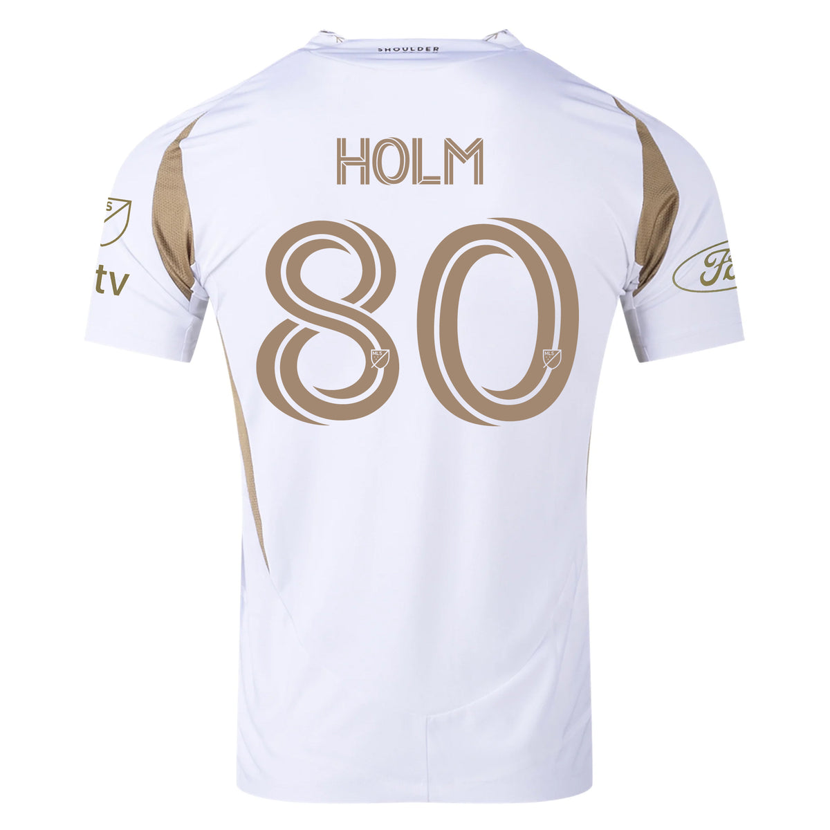 adidas Odin Thiago Holm LAFC Authentic Away Jersey w/ MLS + Apple + Ford Logo 25/26 (White/Gold)