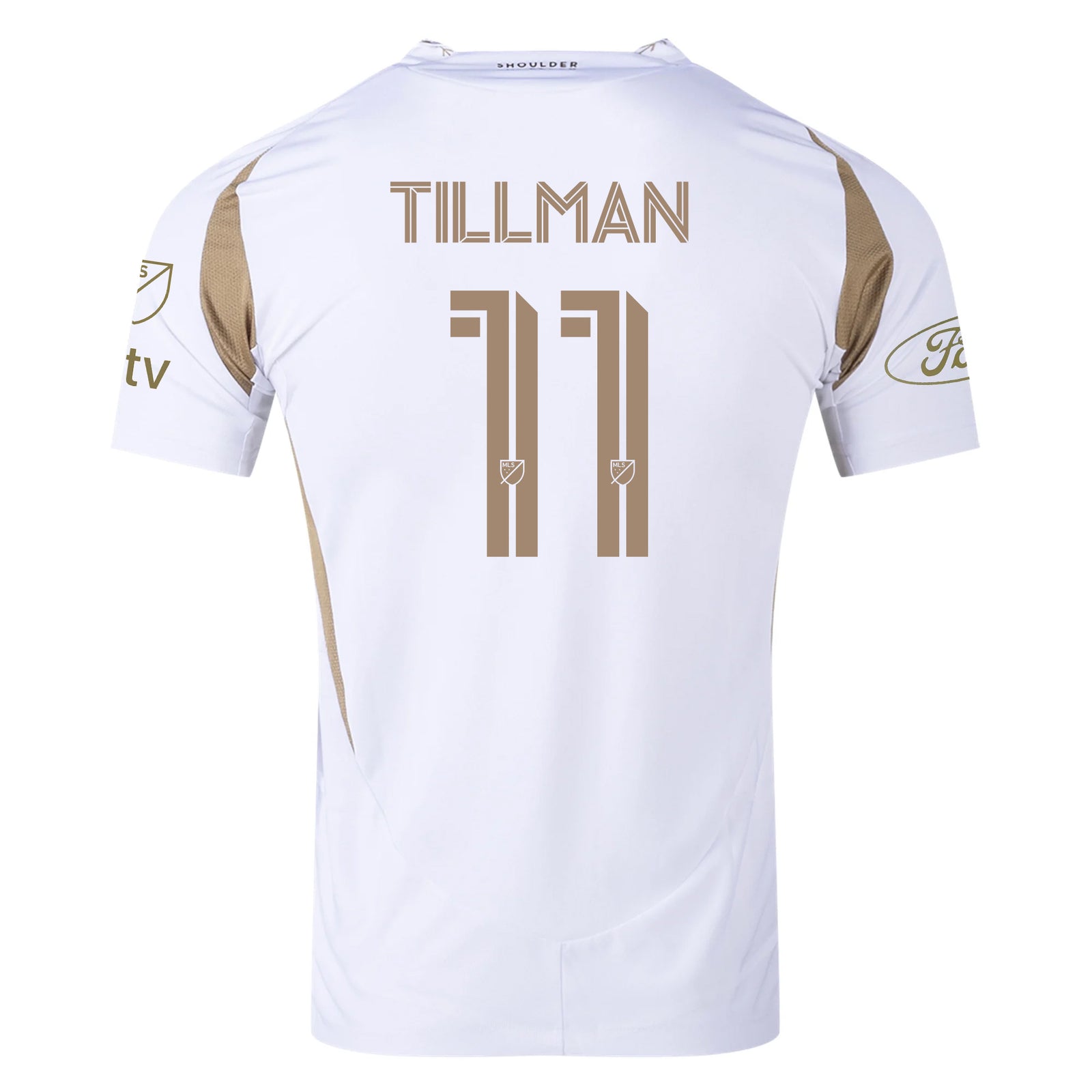 adidas Timothy Tillman LAFC Authentic Away Jersey w/ MLS + Apple + Ford Logo 25/26 (White/Gold)