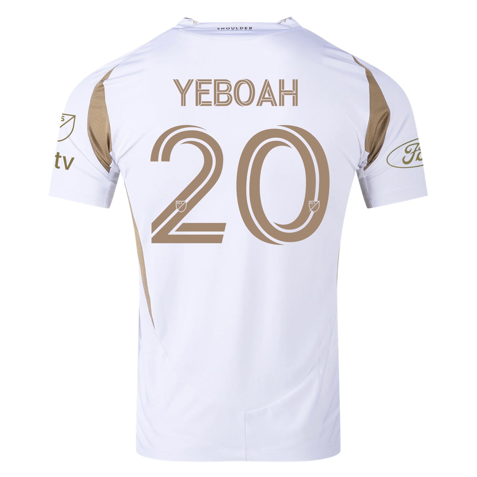 adidas Yaw Yeboah LAFC Authentic Away Jersey w/ MLS + Apple + Ford Logo 25/26 (White/Gold)