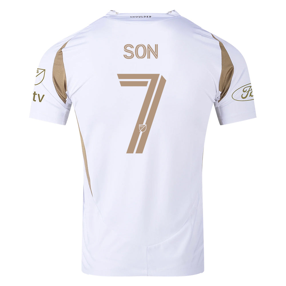 adidas Men's Son Heung-min LAFC Authentic Away Jersey w/ MLS + Apple + Ford Logo 25/26 (White/Gold)
