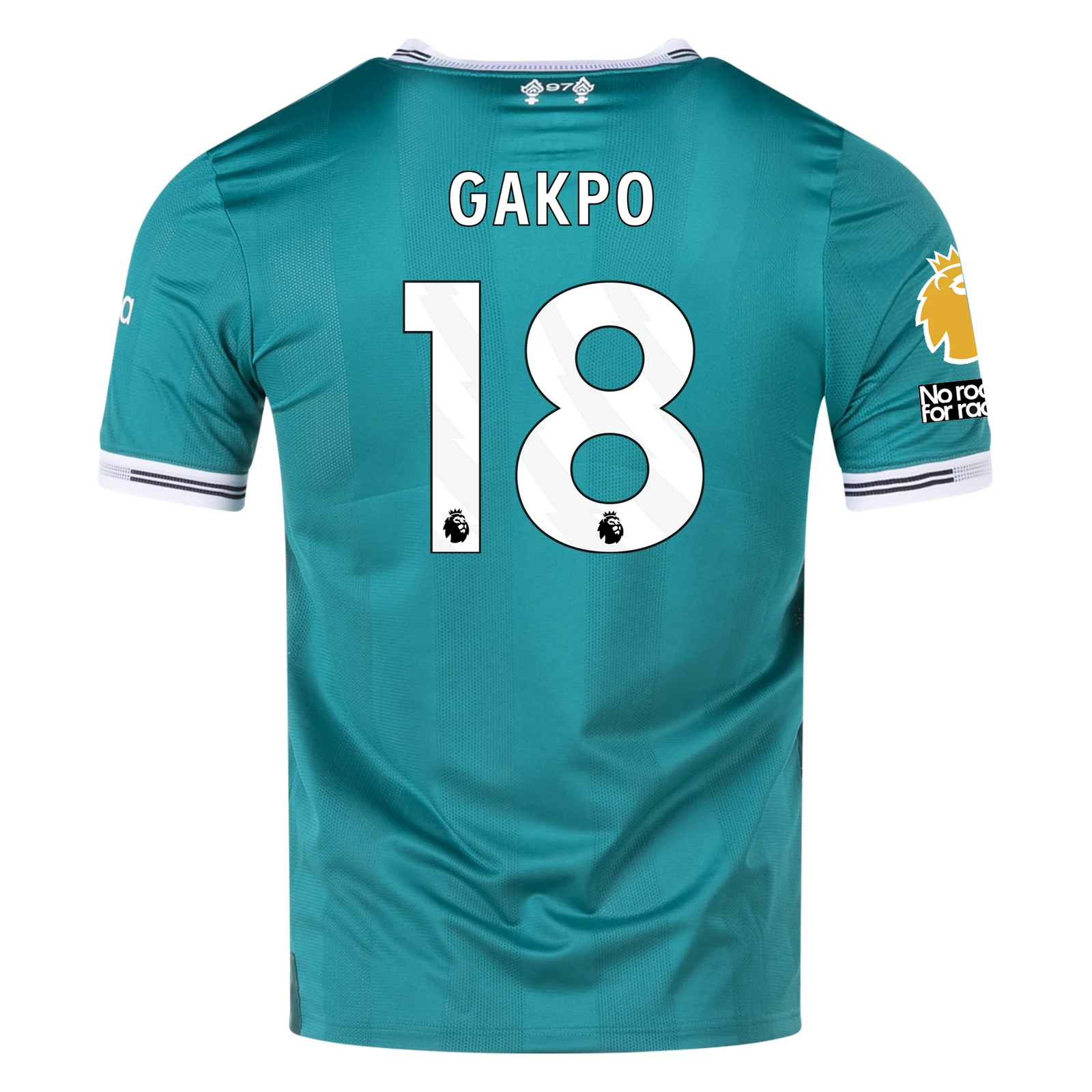 adidas Liverpool FC Authentic Cody Gakpo Third Jersey w/ EPL + No Room For Racism Patches 25/26 (Sea Green)