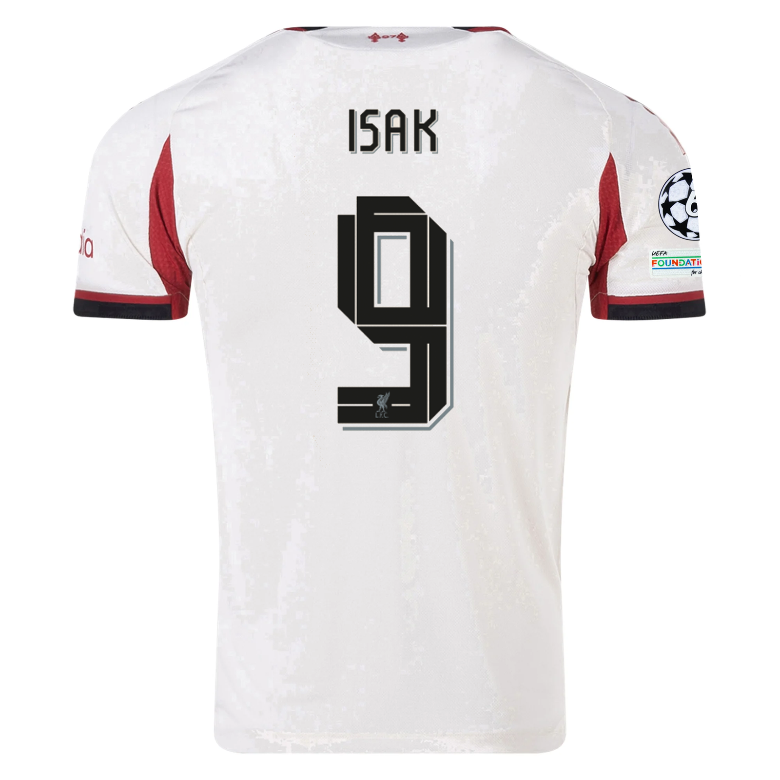 adidas Men's Liverpool Authentic Alexander Isak Away Jersey w/ Champions League Patches 25/26 (Wonder White)