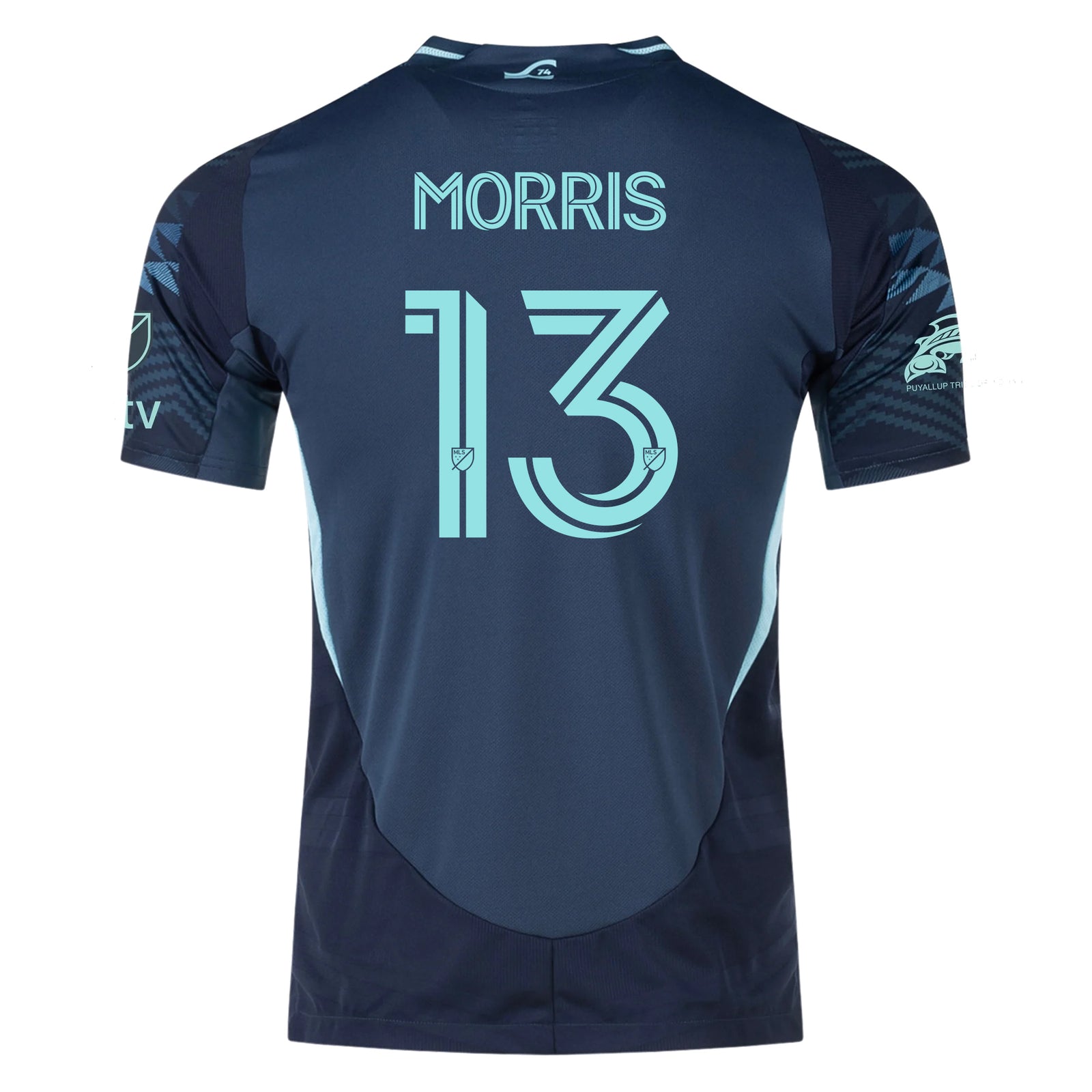 adidas Jordan Morris Seattle Sounders Authentic Away Jersey 25/26 w/ MLS Patches & Sponsor (Aura Ink)