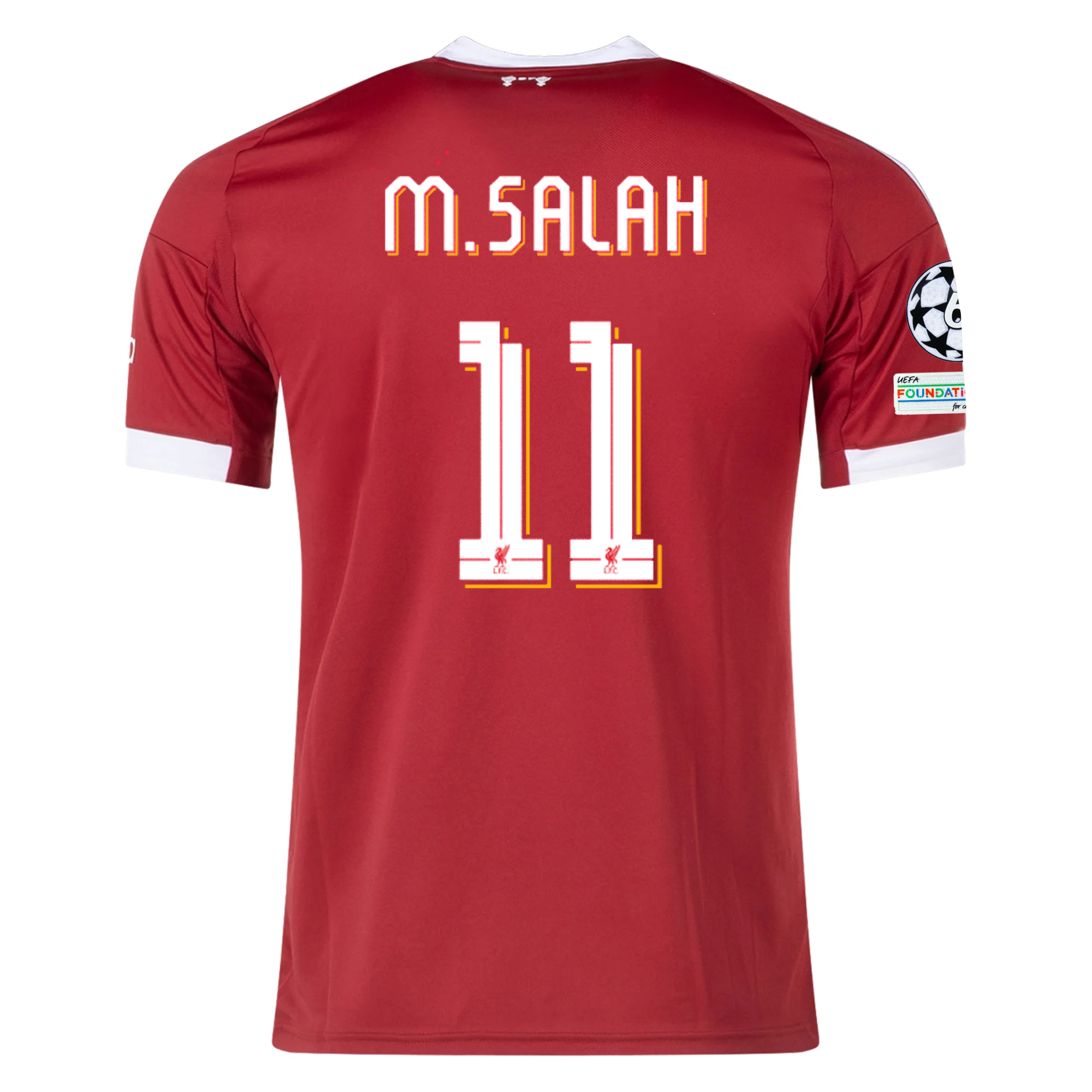 adidas Men's Liverpool Mohamed Salah Home Jersey 25/26 w/ Champions League Patches (Strawberry Red)