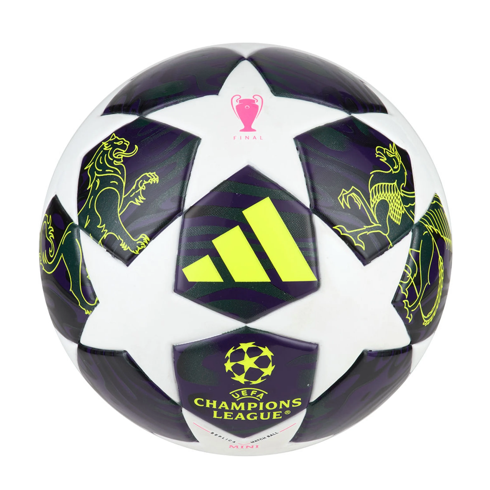 adidas UEFA Champions League Final Mini Soccer Ball 25/26 (Dark Purple/White/Solar Yellow)