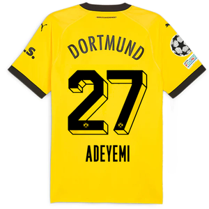 Puma Borussia Dortmund Authentic Karim Adeyemi Home Jersey w/ Champions League Patches 23/24 (Cyber Yellow/Puma Black)