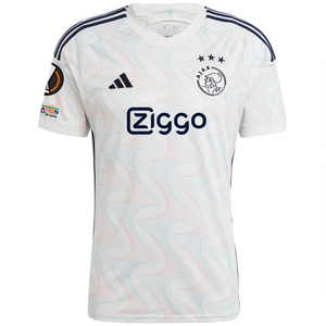 adidas Ajax Brian Brobbey Away Jersey w/ Europa League Patches 23/24 (Core White)