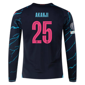 Puma Manchester City Manuel Akanji Third Long Sleeve Jersey w/ Champion Leagues + Club World Cup Patch 23/24 (Dark Navy/Hero Blue)