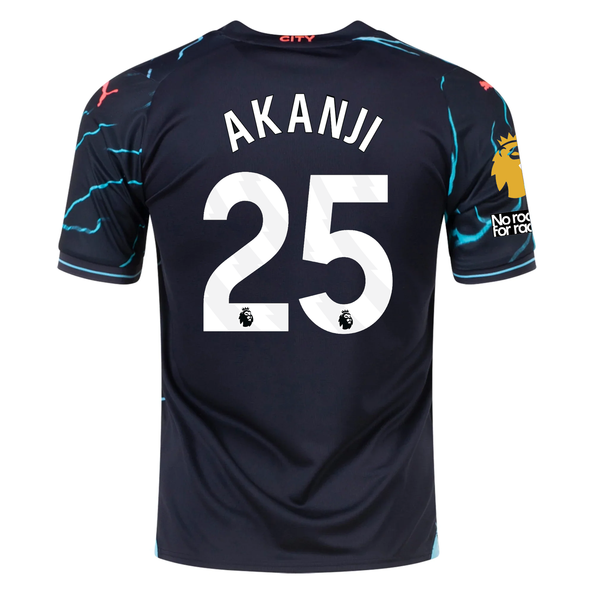 Puma Manchester City Akanji Third Jersey w/ EPL + No Room For Racism + -  Soccer Wearhouse