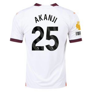 Puma Manchester City Akanji Away Jersey w/ EPL + No Room For Racism Patches 23/24 (Puma White/Aubergine)