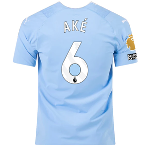 Puma Manchester City Authentic Nathan Ake Home Jersey w/ EPL + No Room For Racism Patches 23/24 (Team Light Blue/Puma White)