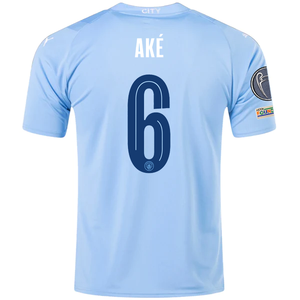 Puma Manchester City Nathan Ake Home Jersey w/ Champions League + Club World Cup Patches 23/24 (Team Light Blue/Puma White)