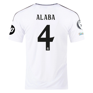 adidas Real Madrid David Alaba Home Jersey 24/25 w/ Champions League Patches (White/Black)