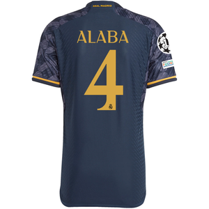 adidas Real Madrid Authentic David Alaba Away Jersey w/ Champions League + Club World Cup Patch 23/24 (Legend Ink/Preloved Yellow)