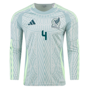 adidas Mens Mexico Edson Álvarez Away Long Sleeve Jersey 24/25 (Linen Green)