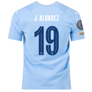 Puma Manchester City Authentic Julian Alvarez Home Jersey w/ Champions League + Club World Cup Patches 23/24 (Team Light Blue/Puma White)