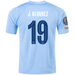 Puma Manchester City Julian Alvarez Home Jersey w/ Champions League Patches 23/24 (Team Light Blue/Puma White)
