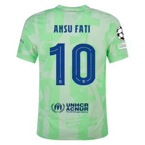 Nike Barcelona Authentic Ansu Fati Third Jersey w/ Champions League Patches 24/25 (Barely Volt/Old Royal)