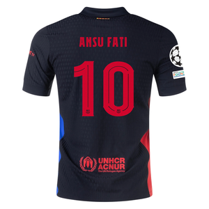 Nike Barcelona Authentic Ansu Fati Away Jersey w/ Champions League Patches 24/25 (Black/University Red/Hyper Royal)