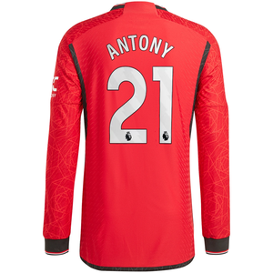adidas Manchester United Authentic Antony Long Sleeve Home Jersey w/ EPL + No Room For Racism Patches 23/24 (Team College Red)