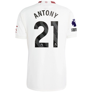 adidas Manchester United Antony Third Jersey w/ EPL + No Room For Racism Patches 23/24 (Cloud White/Red)