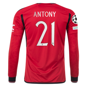 adidas Manchester United Authentic Antony Long Sleeve Home Jersey w/ Champions League Patches 23/24 (Team College Red)