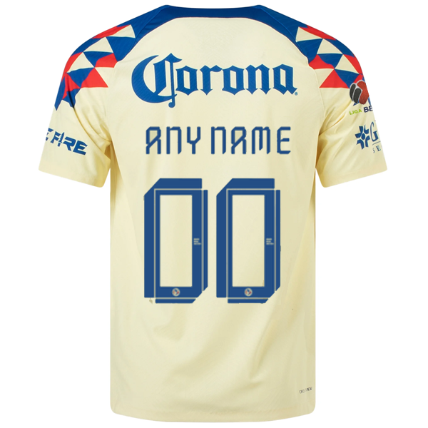 Nike Club America Authentic Custom Name Match Home Jersey w/ Liga MX Patch 23/24 (Lemon Chiffon/Blue Jay) Size XL