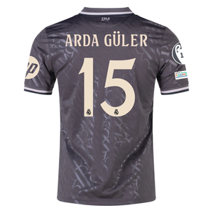 adidas Real Madrid Arda Guler Third Jersey w/ Champions League Patches + HP Sponsor 24/25 (Charcoal)