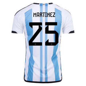 adidas Argentina Lisandro Martinez Three Star Home Jersey w/ World Cup Champion Patch 22/23 (White/Light Blue)