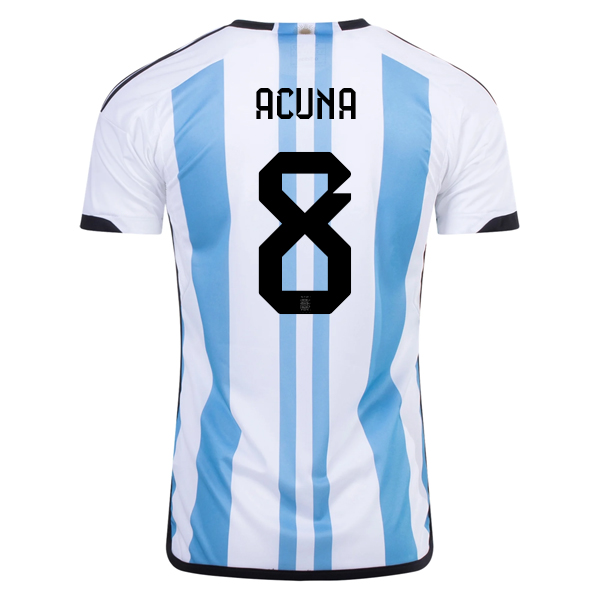 adidas Argentina Marcos Acuna Three Star Home Jersey w/ World Cup Cham -  Soccer Wearhouse