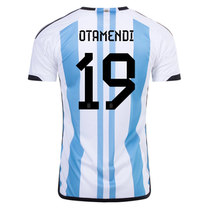 adidas Argentina Nicolas Otamendi Three Star Home Jersey w/ World Cup Champion Patch 22/23 (White/Light Blue)