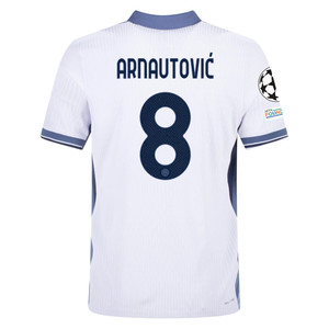 Nike Inter Milan Authentic Marko Arnautović Away Jersey w/ Champions League + Scudetto Patch 24/25 (White/Silver)