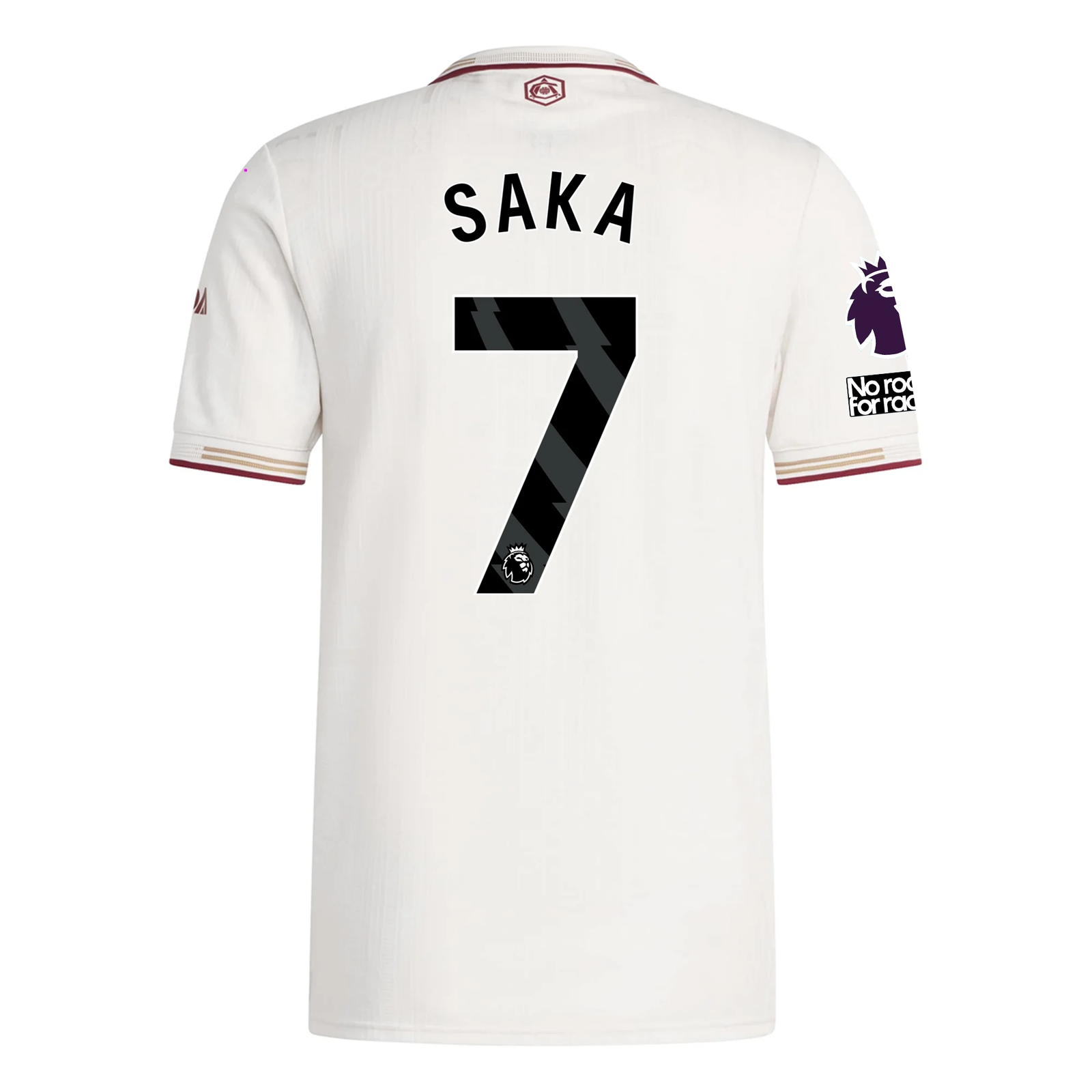 adidas Arsenal Authentic Bukayo Saka Third Jersey w/ EPL + No Room For Racism Patches 25/26 (White/Burgundy)