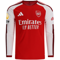 adidas Mens Arsenal Authentic Long Sleeve Home Jersey w/ EPL + No Room for Racism Patches 26/27 (Better Scarlet)