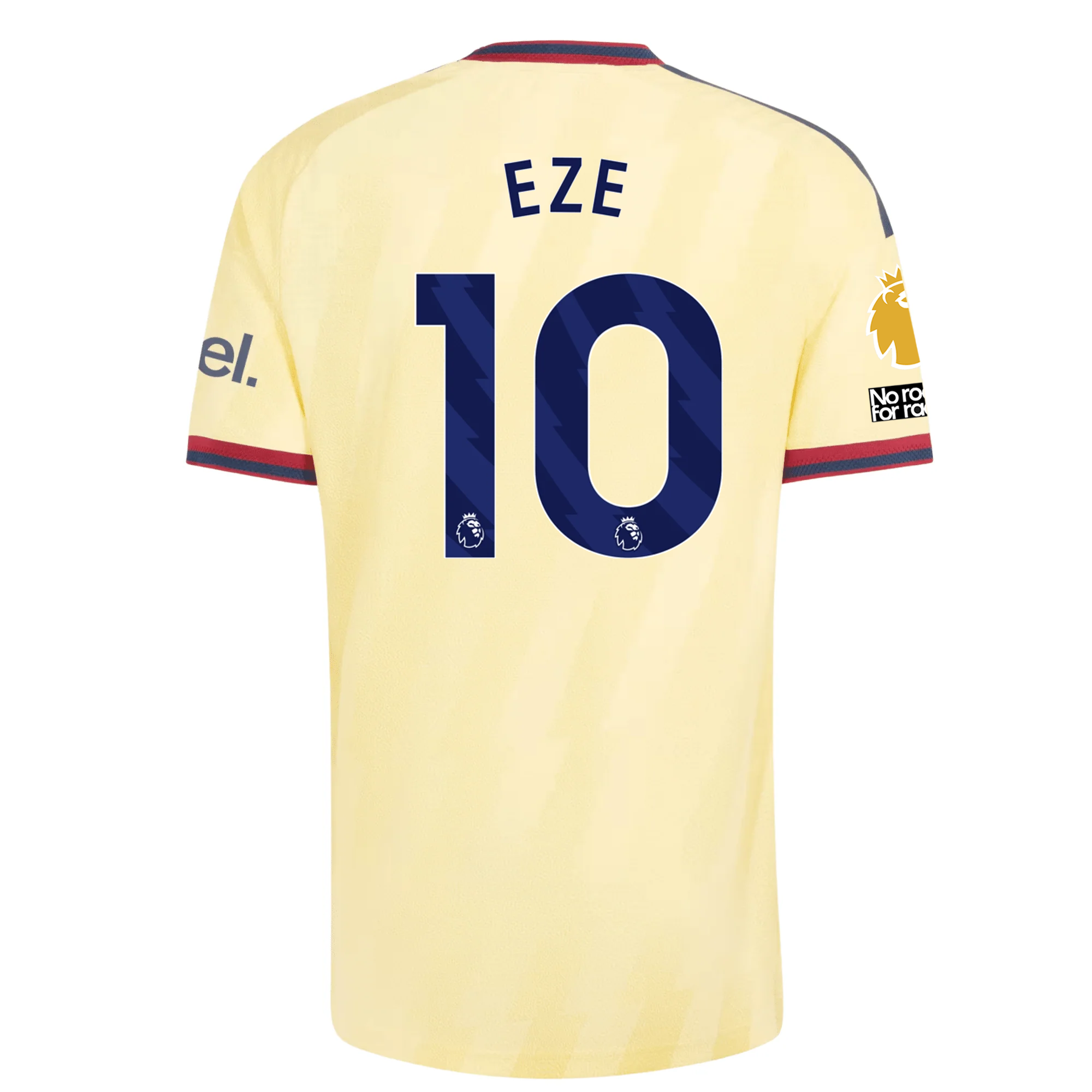 adidas Mens Arsenal Eberechi Eze Authentic Third Jersey w/ EPL + No Room For Racism 26/27 (Yellow)