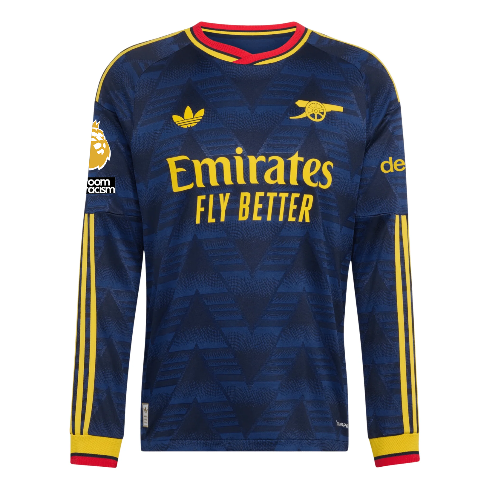adidas Mens Arsenal Declan Rice Long Sleeve Authentic Away Jersey w/ EPL + No Room For Racism Patches 26/27 (Navy)