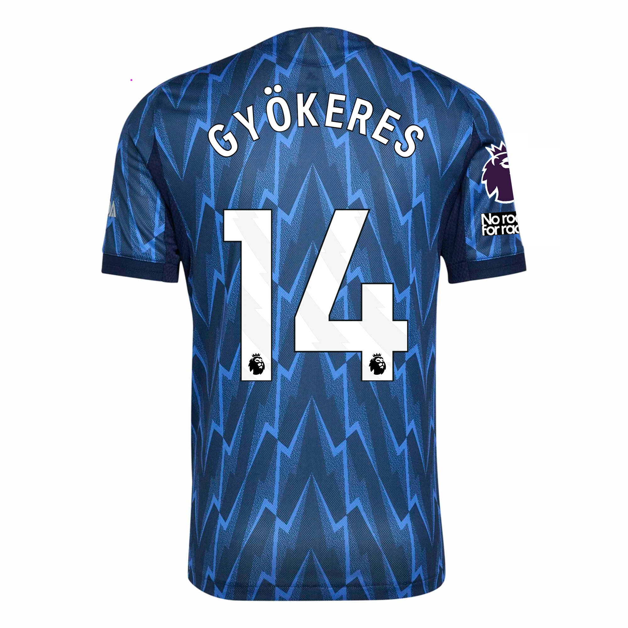 adidas Arsenal Authentic Viktor Gyökeres Away Jersey w/ EPL + No Room For Racism 25/26 (Indigo/Silver)