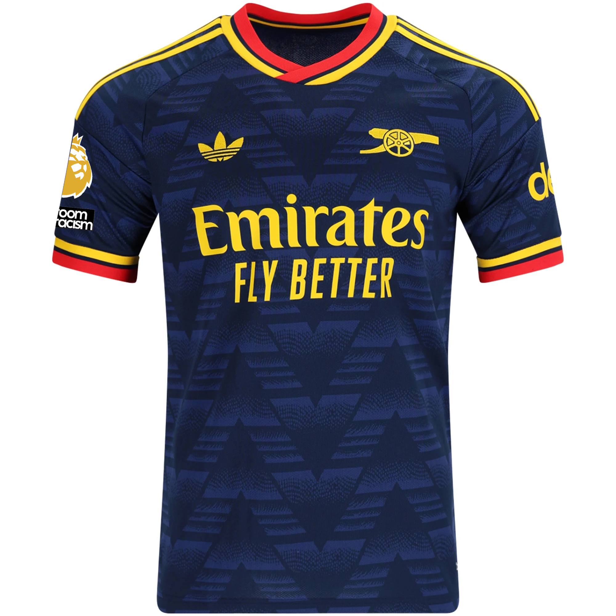 adidas Men's Arsenal Away Jersey EPL + No Room For Racism Patches 26/27 (Navy/Yellow)
