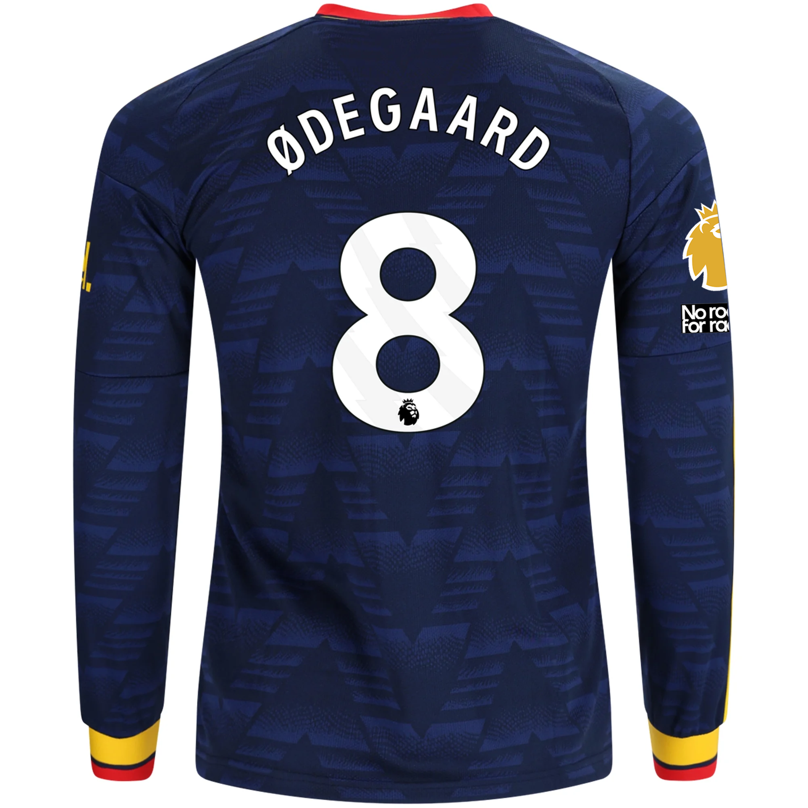 adidas Mens Arsenal Martin Odegaard Long Sleeve Away Jersey w/ Champions League Patches 26/27 (Navy/Yelllow)