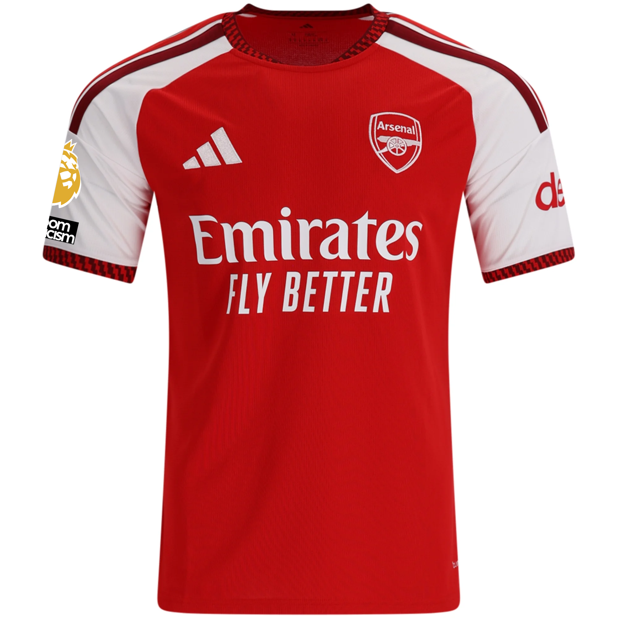 adidas Mens Arsenal Home Jersey w/ EPL + No Room For Racism Patches 26/27 (Red)