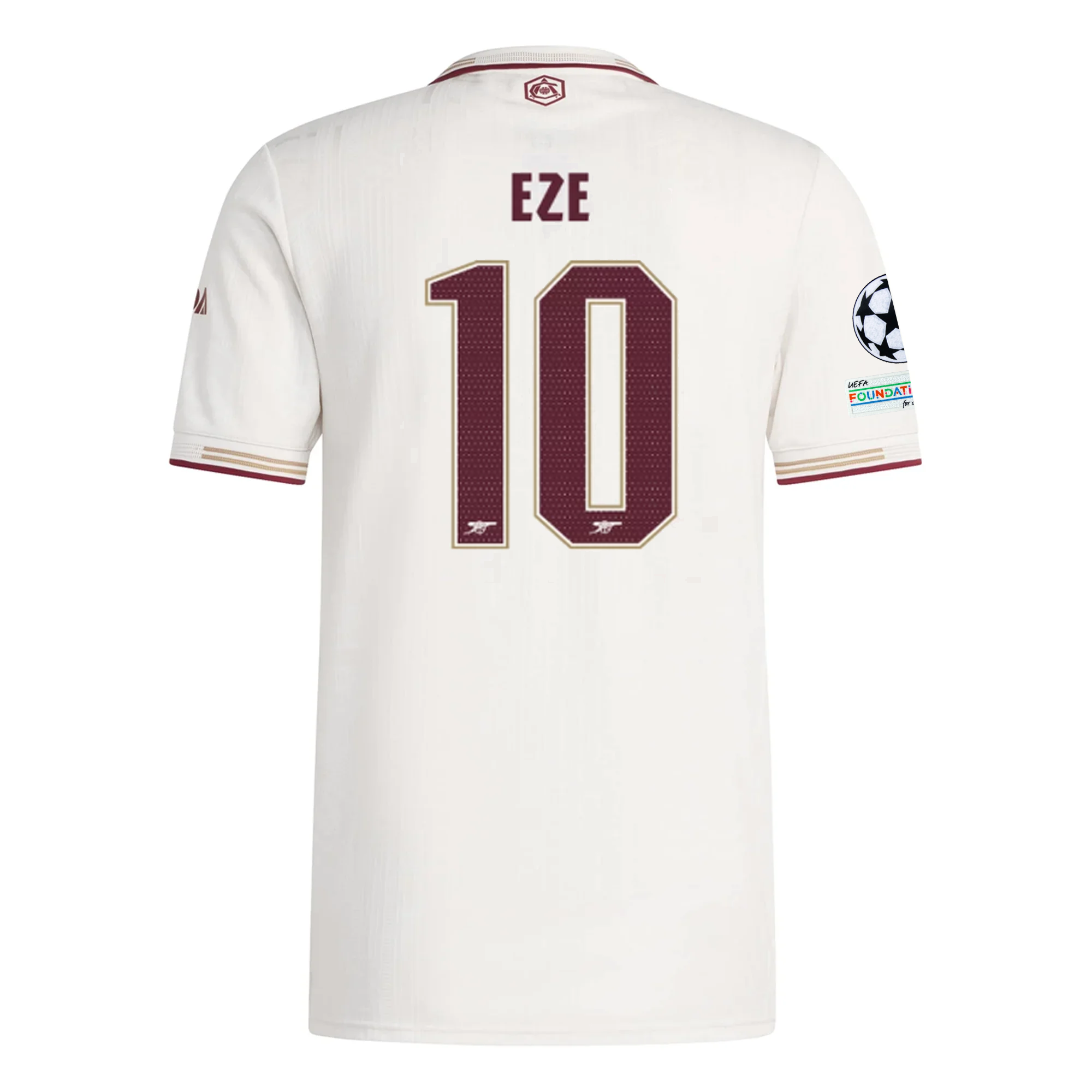 adidas Arsenal Authentic Eberechi Eze Third Jersey w/ Champions League Patches 25/26 (White/Burgundy)