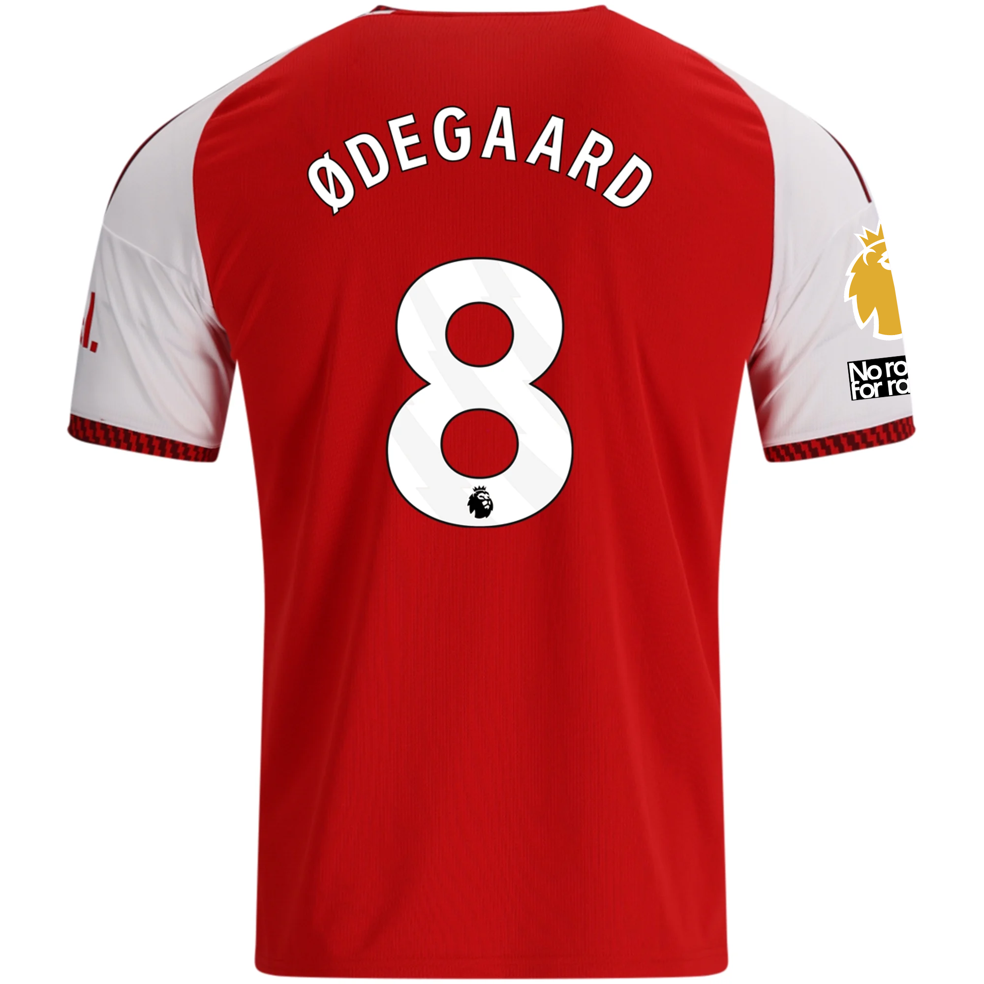 adidas Mens Arsenal Martin Ødegaard Home Jersey w/ EPL + No Room For Racism Patches 26/27 (Red)