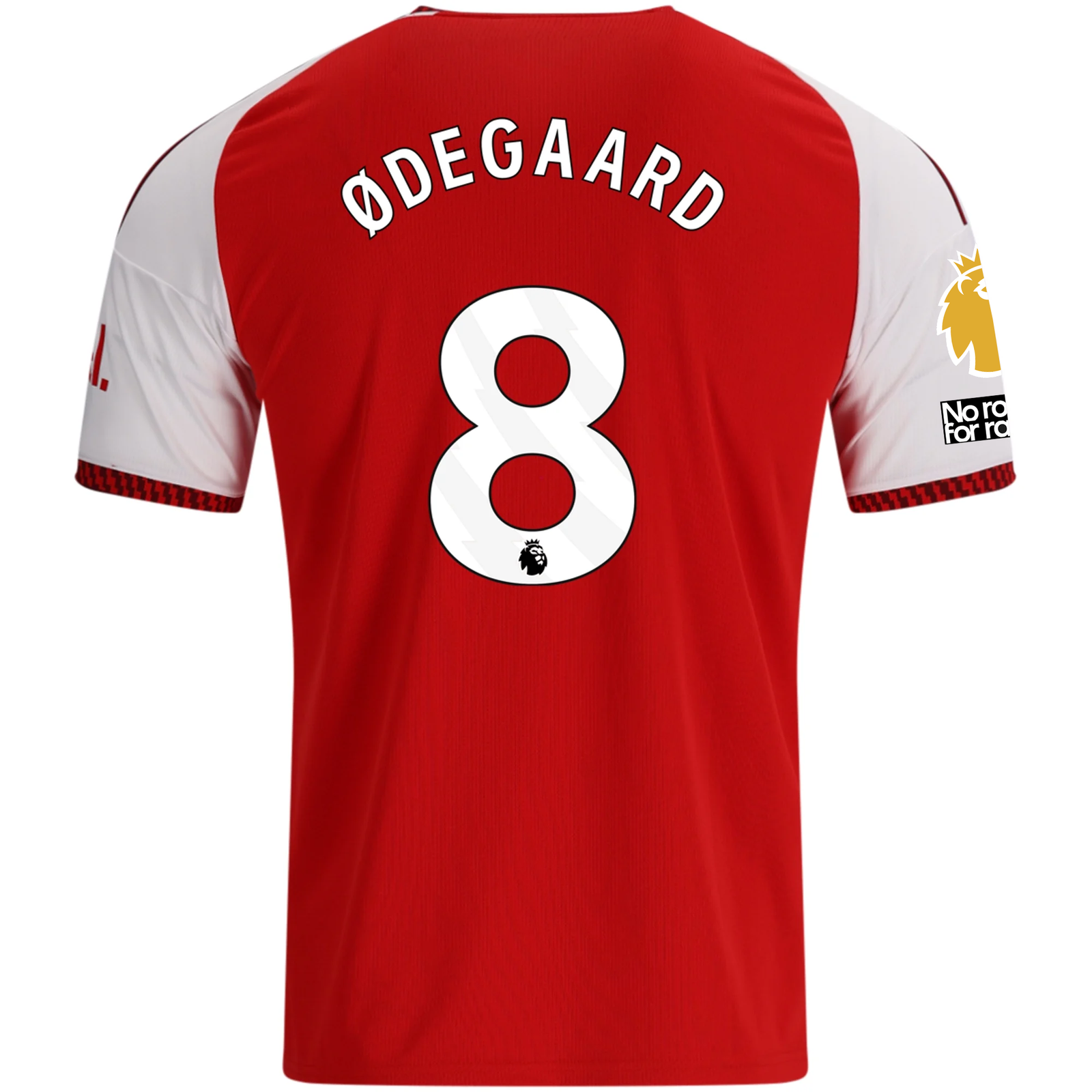 adidas Mens Arsenal Martin Ødegaard Home Jersey w/ EPL + No Room For Racism Patches 26/27 (Red)