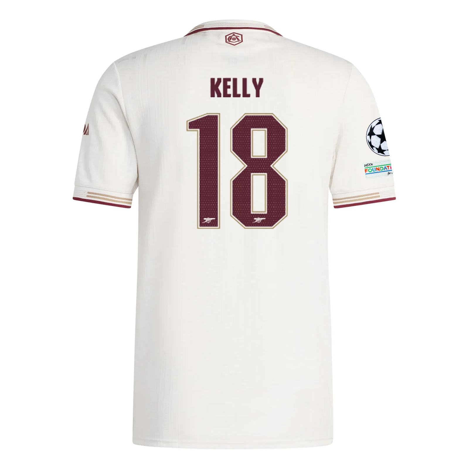 adidas Arsenal Authentic Chloe Kelly Third Jersey w/ Champions League Patches 25/26 (White/Burgundy)
